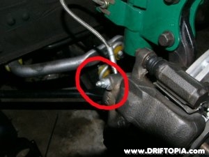Image showing the bleeder screw / valve on the Nissan 240sx s13 caliper