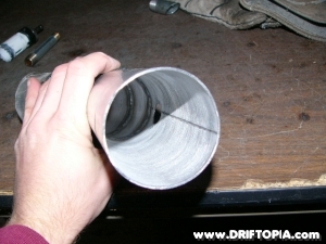 This is the inside of the hole that will be used for recirculating the BOV on the custom CAI for the ca18det s13 240sx