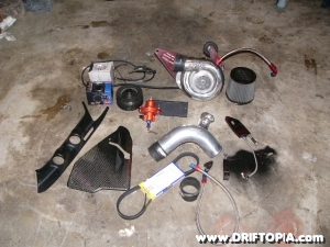 Jpeg showing the parts of the Comptech Centrifugal Supercharger for the Honda S2000.
