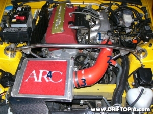 Jpeg image of the S2000 with the aftermarket intake pipe and ARC induction box.