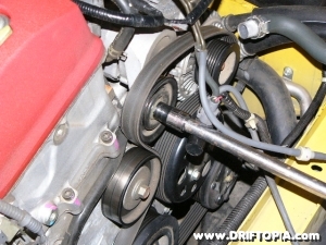 Once the tensioner is loose the main belt will slide off on the s2000 (jpg)