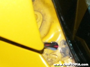 Jpg image showing the passthrought for the gauge wires on the Honda S2000