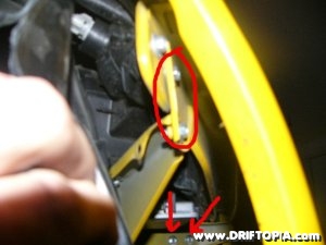 Image showing some of the bolts that need to be removed to loosen the S2000 front bumper