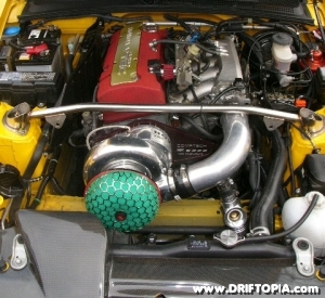 Jpg image of the installed HKS filter on the Comptech Supercharged S2000