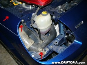 Jpg image showing the remaining bolts that connect the second plastic intake tube on the mr2 spyder