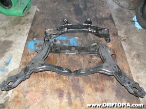 image of the removed subframe from the s13 nissan 240sx