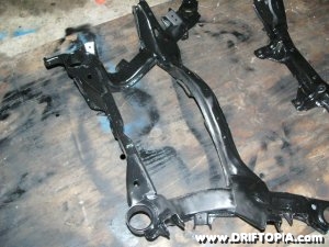 The cleaned subframe on the Nissan 240sx S13