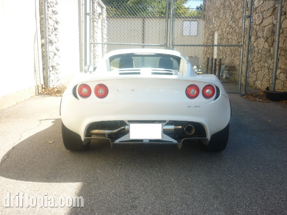 Larini decat and club sport side exit exhaust installed on the Lotus Elise