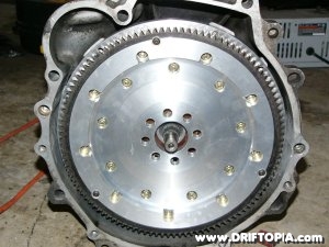 The fidanze 9lb flywheel and exedy clutch test fit in the ca18det's transmission