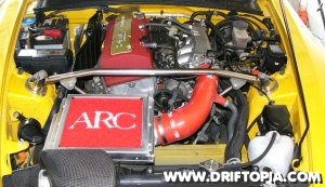 Image of the T1R X-brace installed on the Honda S2000 (Driftopia.com)