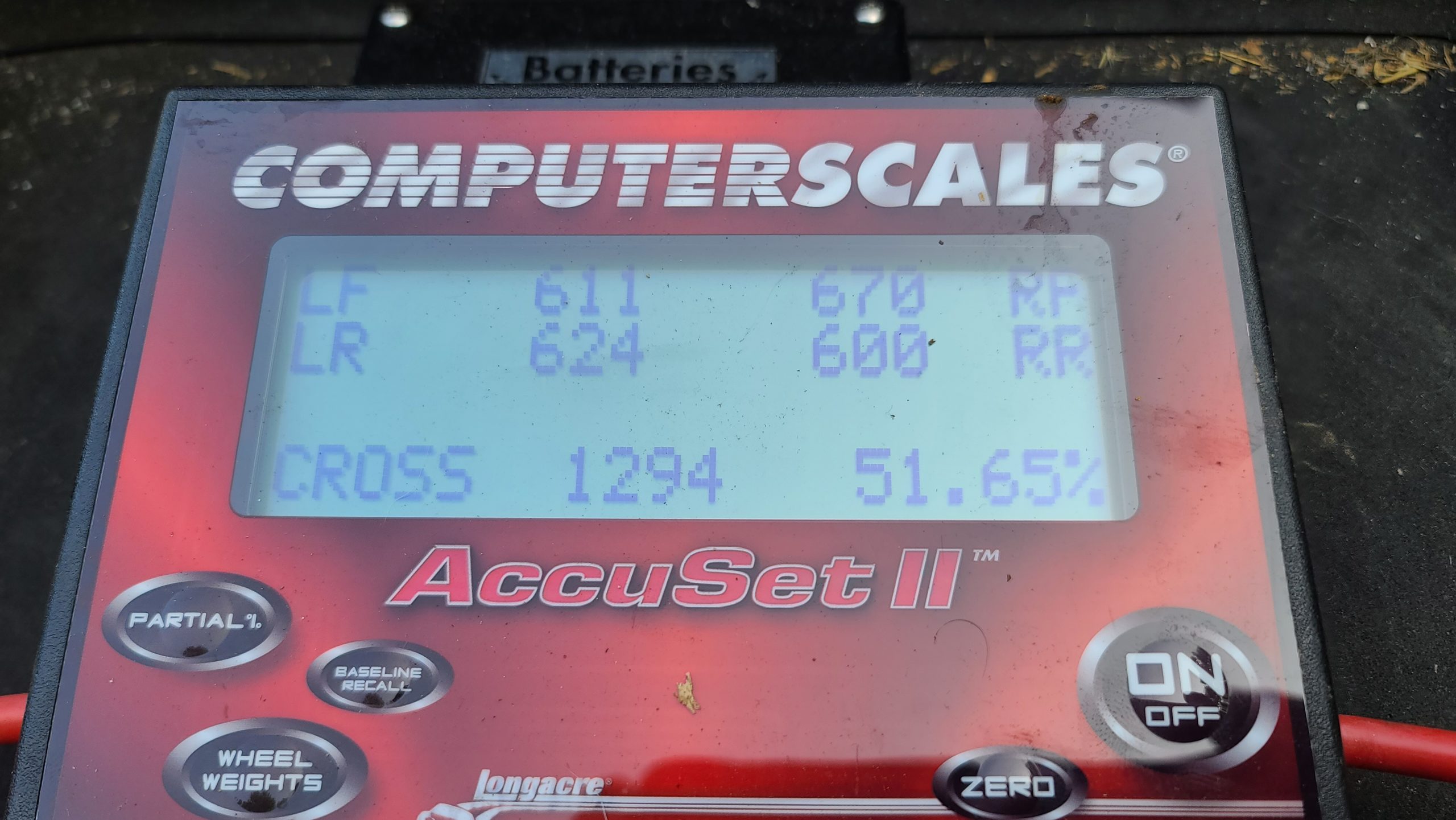 Closeup image of the weights at each corner on the longacre scale display.