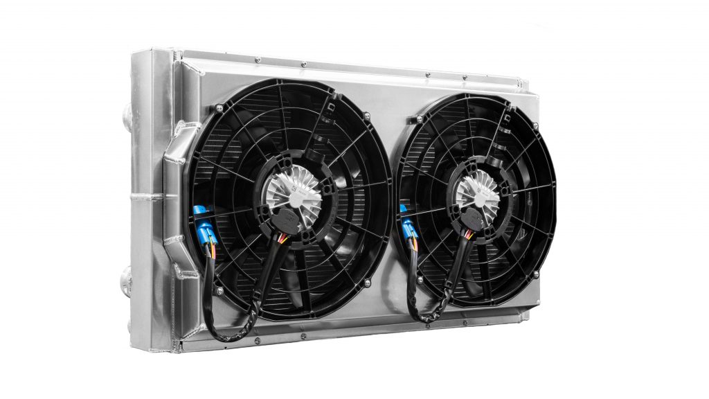 The PWR Drift Radiator includes a fully enclosed shroud and two high capacity fans.