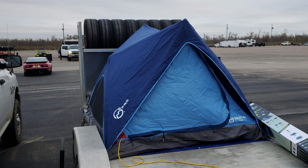 Image of the magellan tent on top of my aluma tilt trailer.