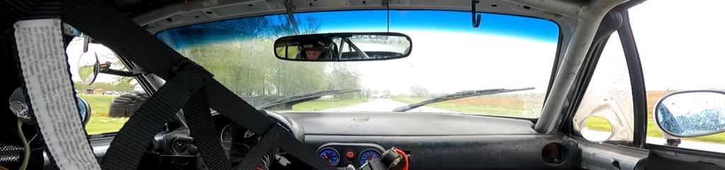 Clear windshield at the start of the rain session at Talladega Gran Prix in the Spec Miata.